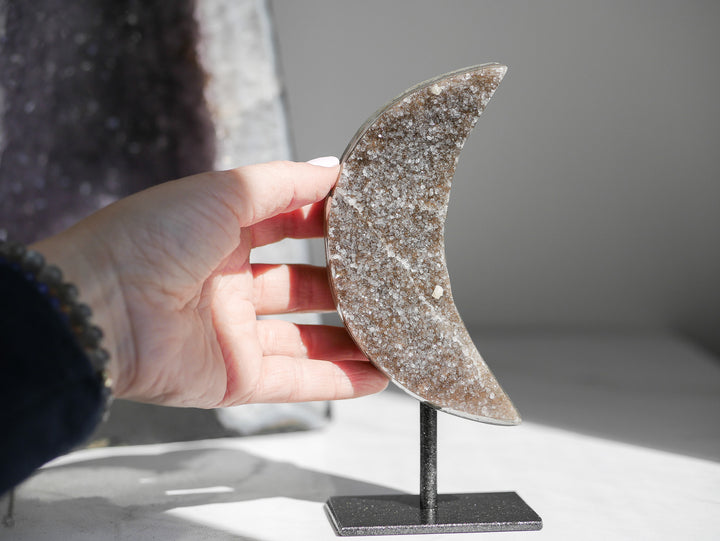 Rainbow Amethyst Moon with Calcite Inclusions