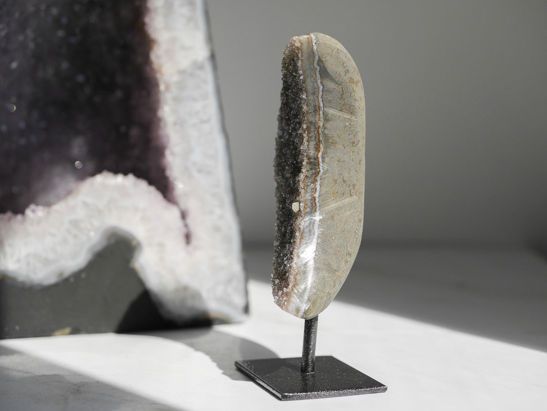 Rainbow Amethyst Moon with Calcite Inclusions