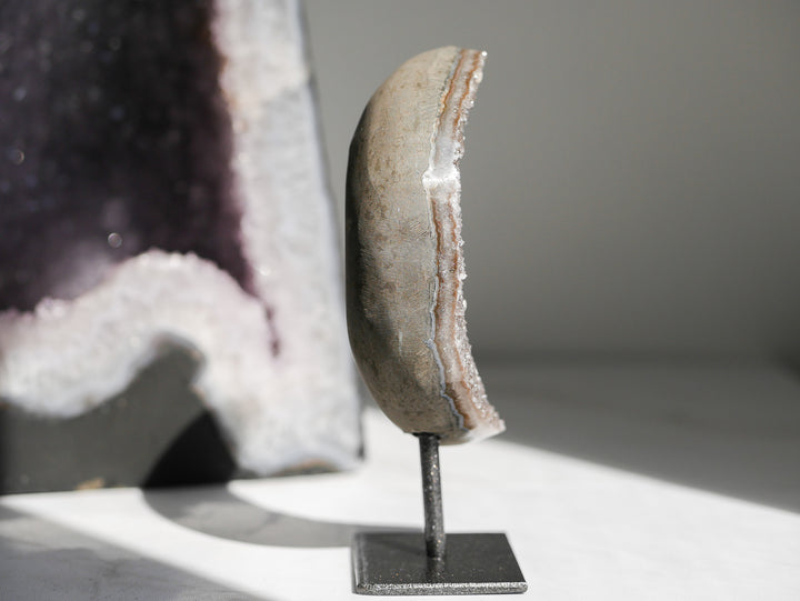 Rainbow Amethyst Moon with Calcite Inclusions