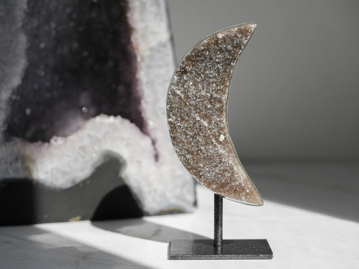 Rainbow Amethyst Moon with Calcite Inclusions