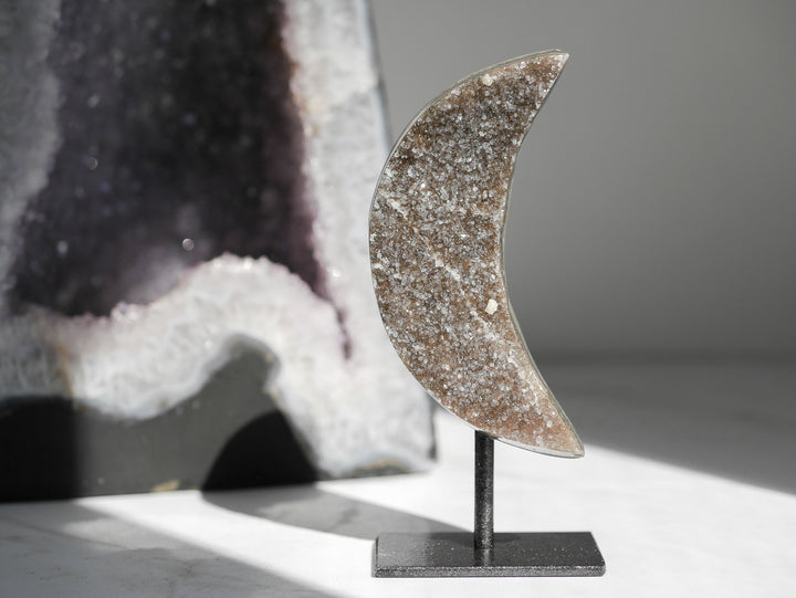 Rainbow Amethyst Moon with Calcite Inclusions