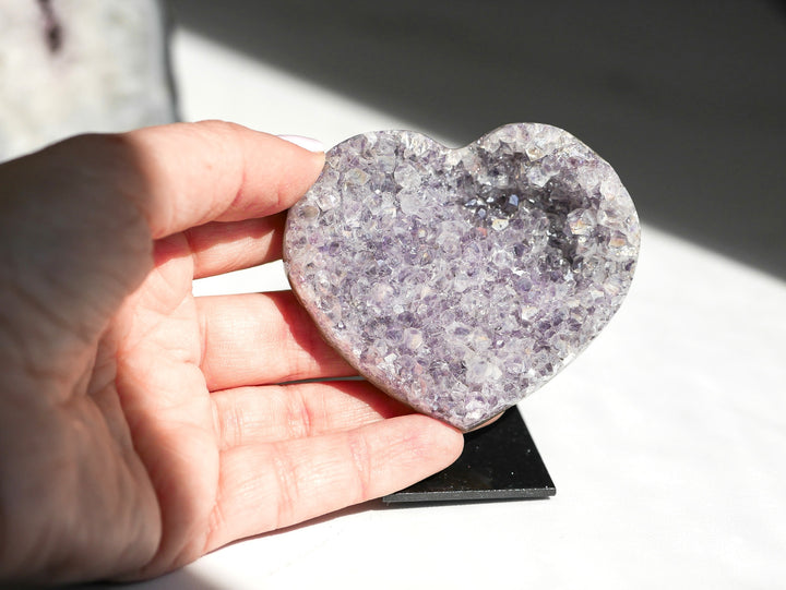 Aura Amethyst Heart on Stand