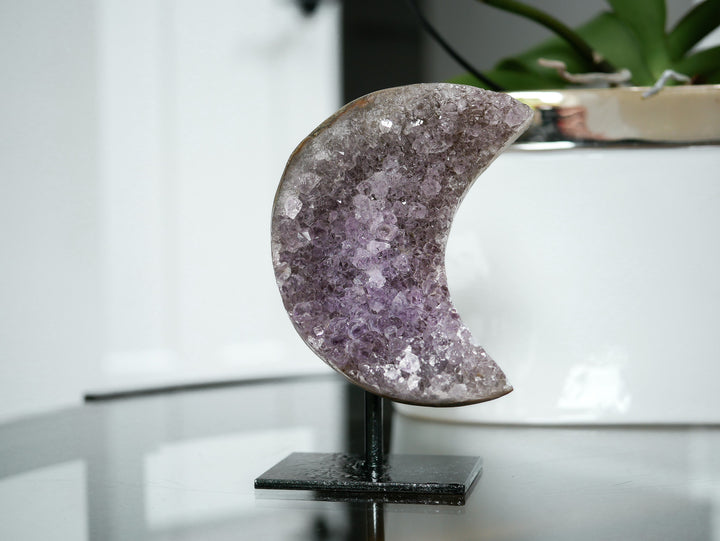 Amethyst Crescent Moon on Stand