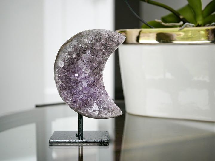 Amethyst Crescent Moon on Stand