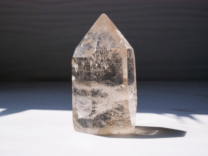 Quartz Point with Golden Rutile