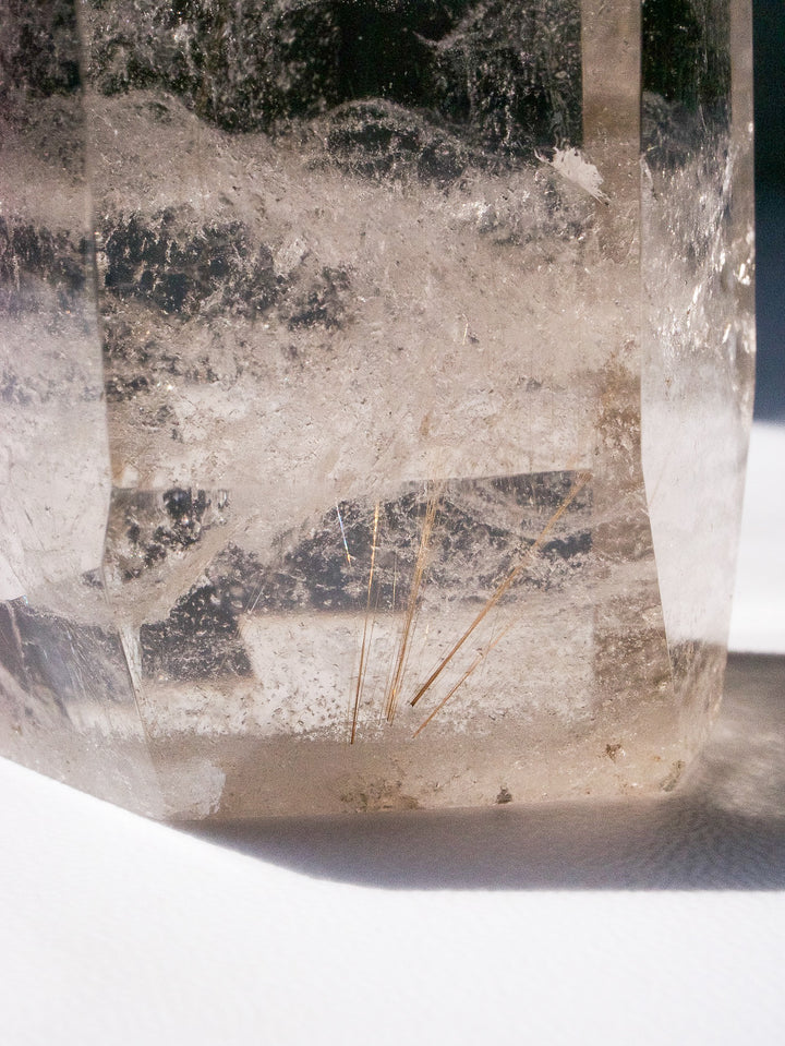 Quartz Point with Golden Rutile