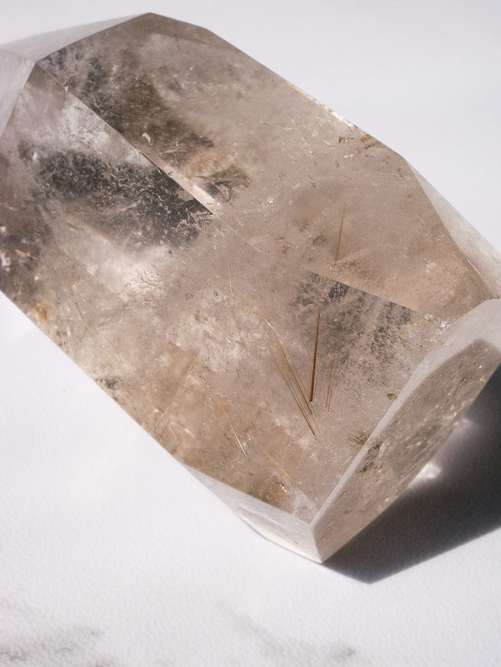 Quartz Point with Golden Rutile