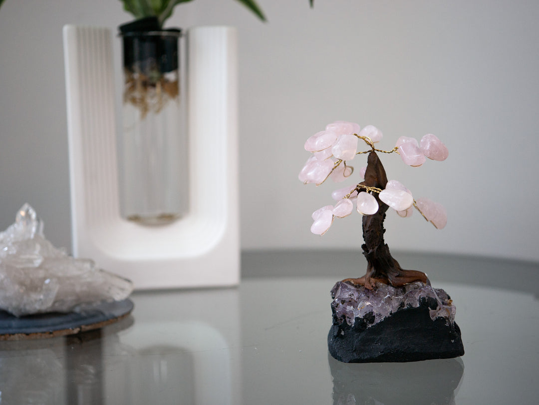 Small Tree of Life | Amethyst Base & Rose Quartz Petals