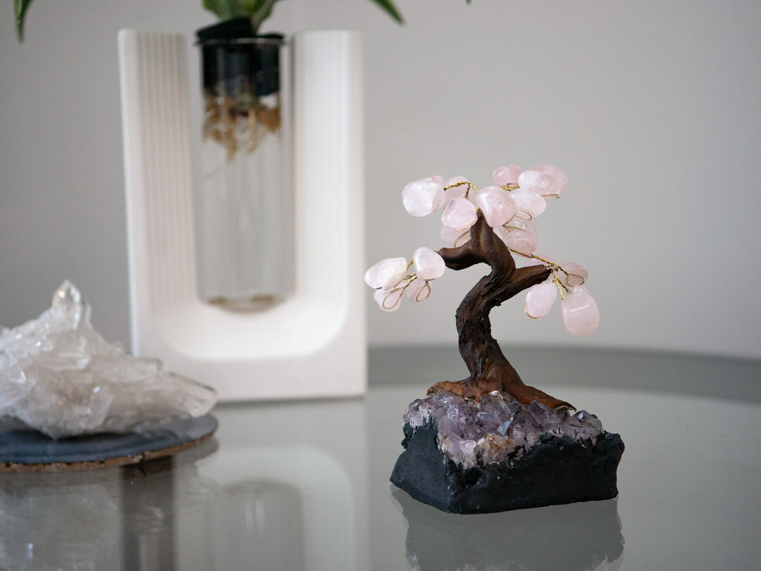 Small Tree of Life | Amethyst Base & Rose Quartz Petals