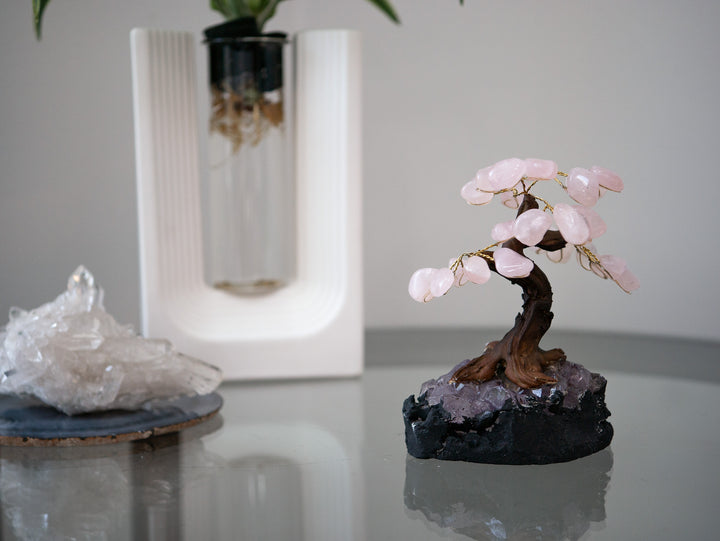 Small Tree of Life | Amethyst Base & Rose Quartz Petals