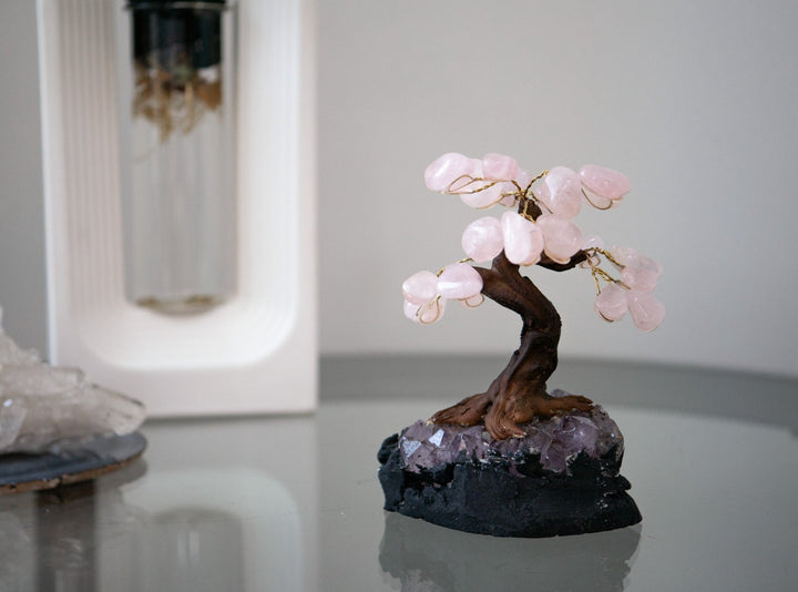 Small Tree of Life | Amethyst Base & Rose Quartz Petals