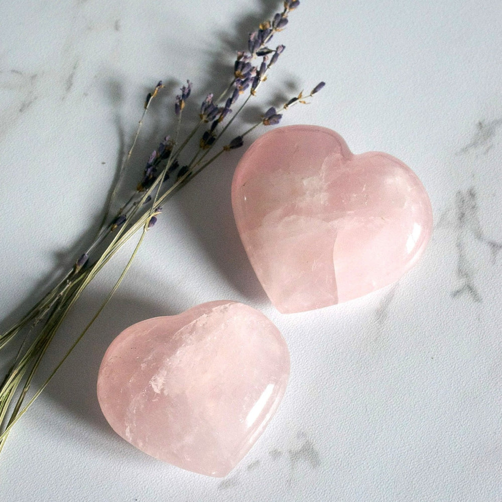Rose Quartz Hearts Lay Flat