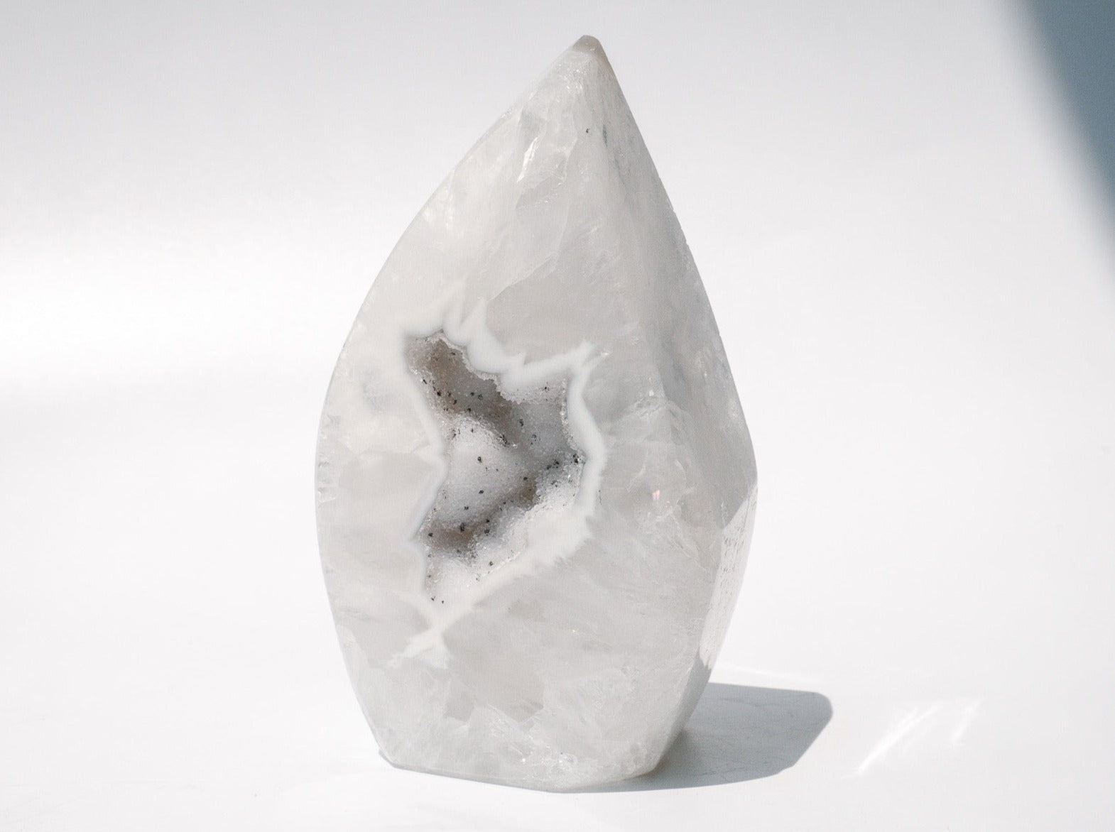 High Quality White Agate Flame with Sugar Druzy Soulcial Connection