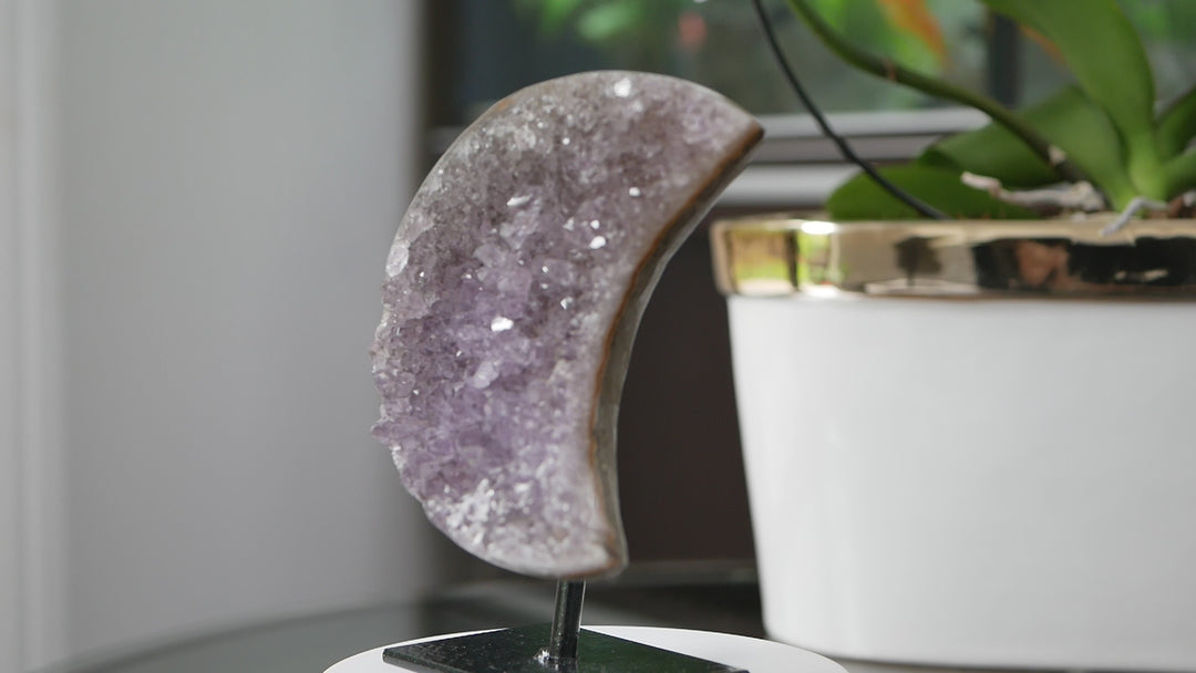 Amethyst Crescent Moon on Stand