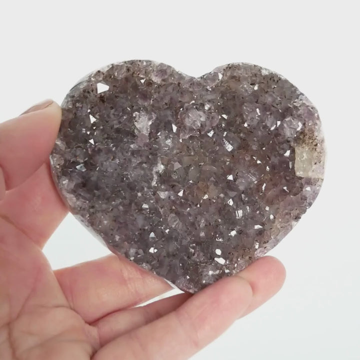 Amethyst Heart with Calcite Inclusion