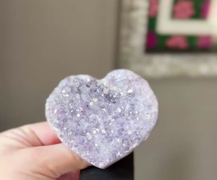 Aura Amethyst Heart on Stand