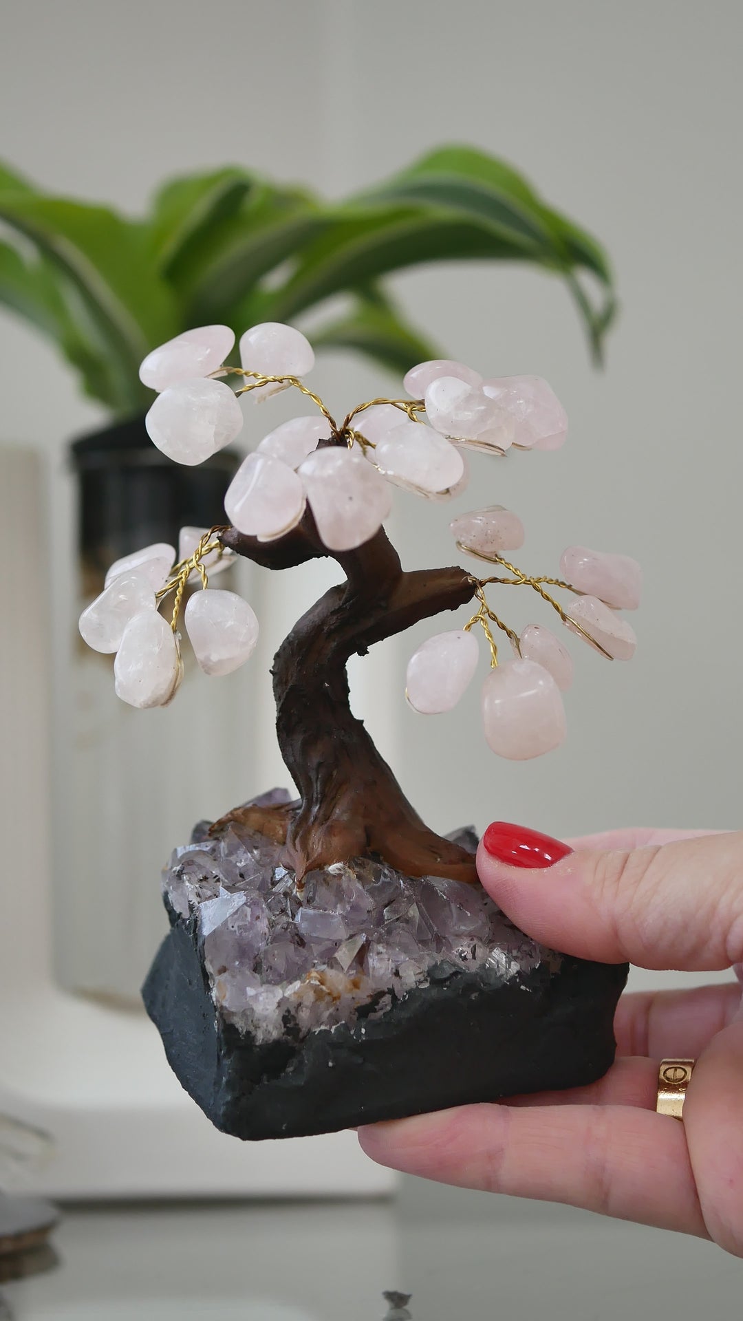 Small Tree of Life | Amethyst Base & Rose Quartz Petals