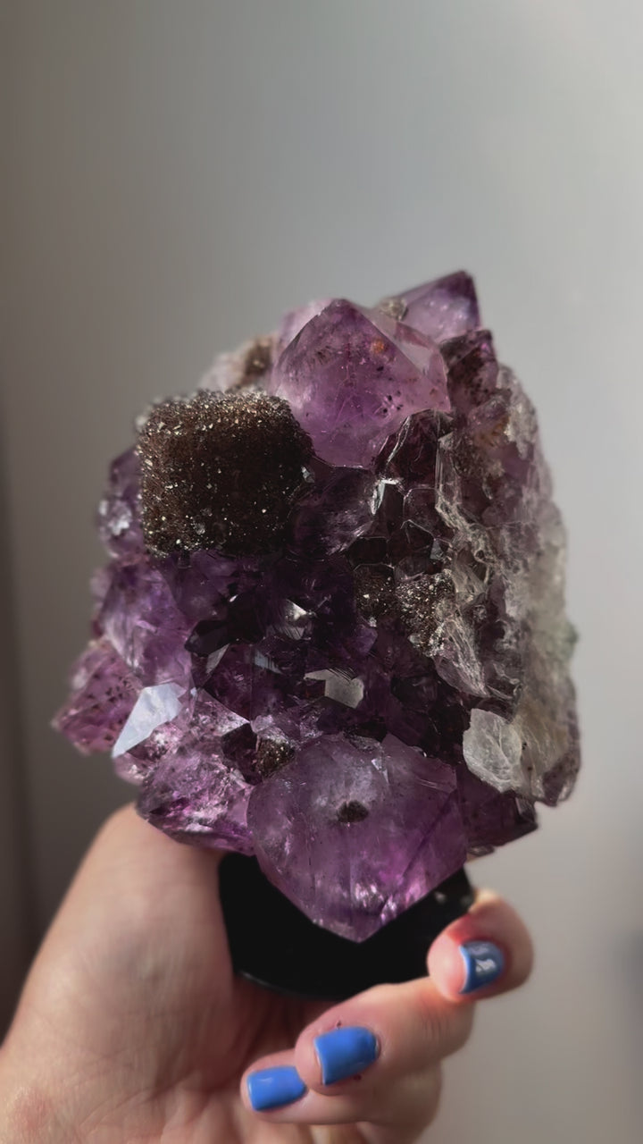 Stunning Amethyst Cluster with Iron Oxide Sugar Druzy