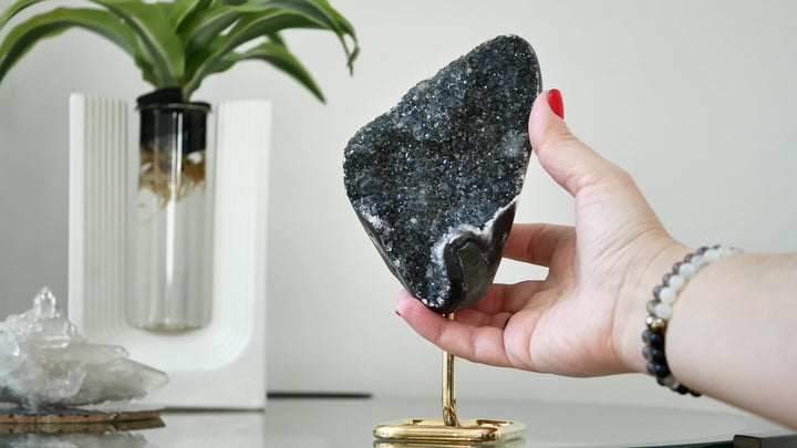 Black Amethyst on Stand