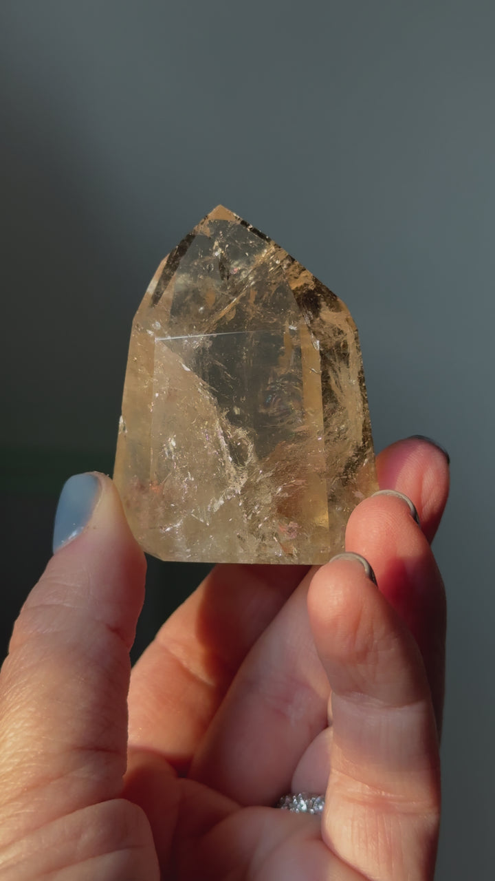 Premium Quality Natural Citrine Point with Rainbows - Opt K